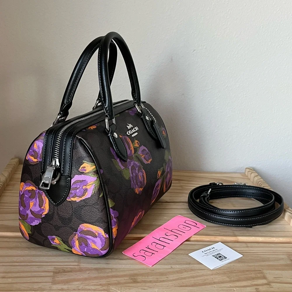 ✅Coach Rowan Satchel In Signature Rose Print - Picture 4 of 12